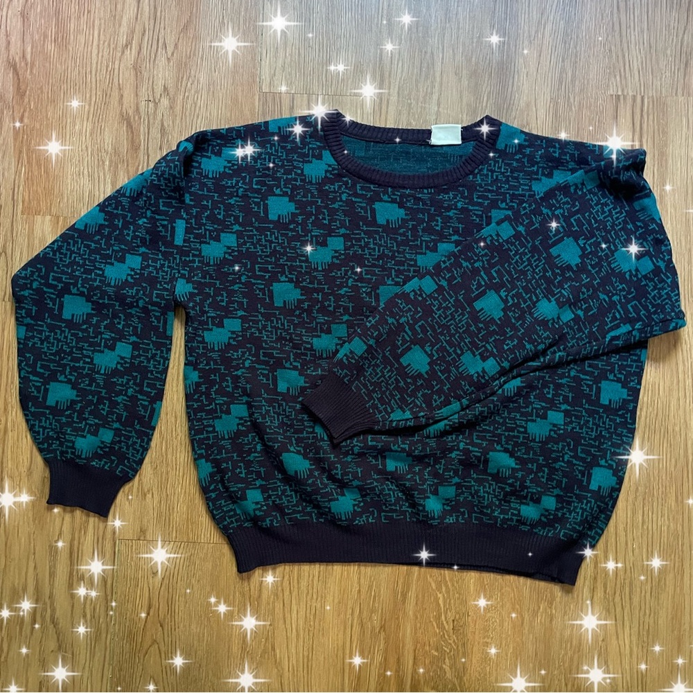 Funky fun vintage patterned knit sweater!